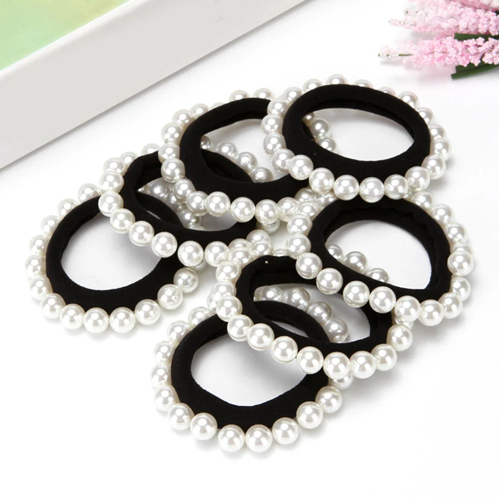 Wanita Rambut Scrunchies Mutiara Imitasi Elastis Rambut Band Seamless Tali Rambut Ekor Kuda Rambut Cincin Colorful Gadis Rambut Aksesoris