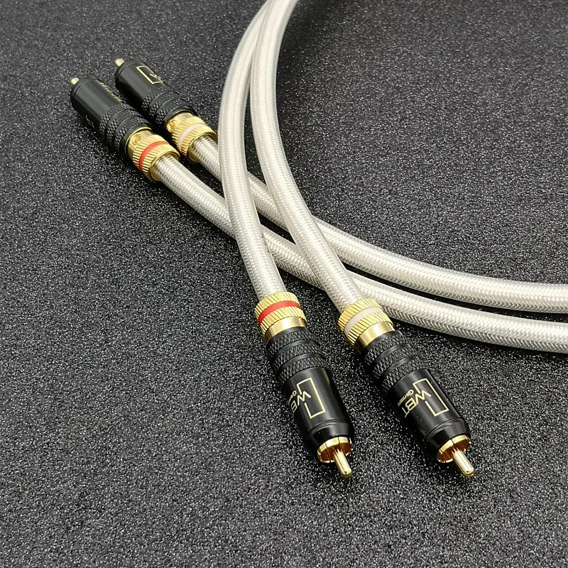 1 Pair QED Signature 6N OCC Silver-Plated Hifi RCA Audio Cable With Gold Plated RCA Plug Connector
