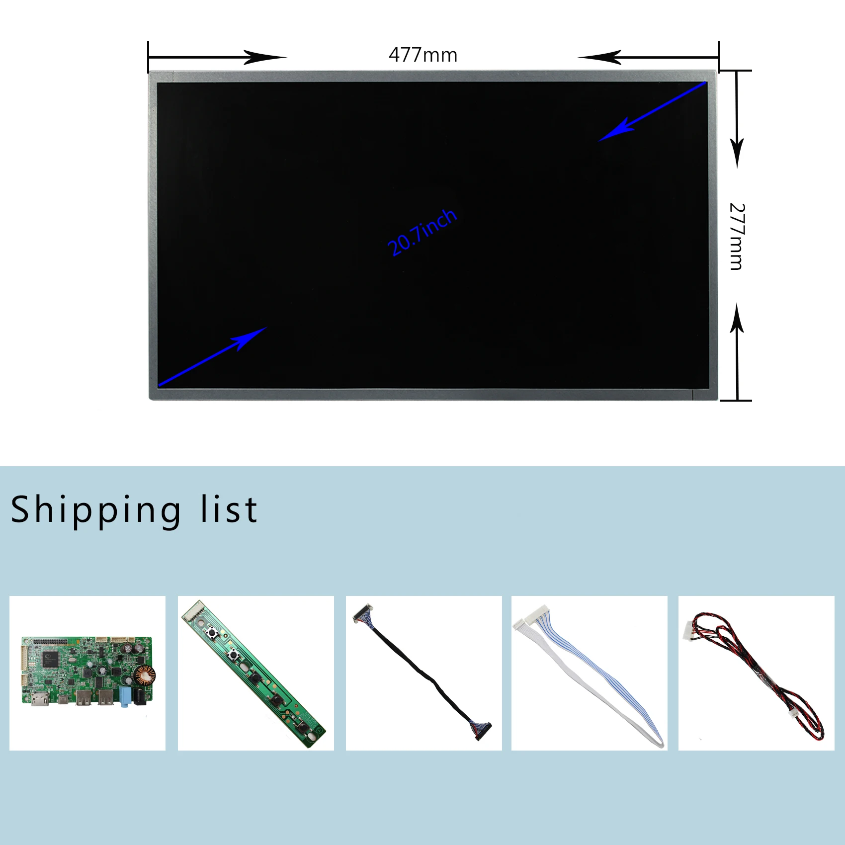 20.7 بوصة MT207FHM-N20 1920X1080 شاشة LCD مع HD-MI نوع C USB لوحة التحكم بحجم الصوت