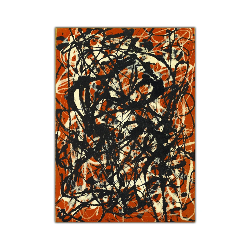 Citon Canvas oil painting Jackson Pollock《Free Form》Artwork Poster Picture Modern Wall Art decor Home Living room Decoration