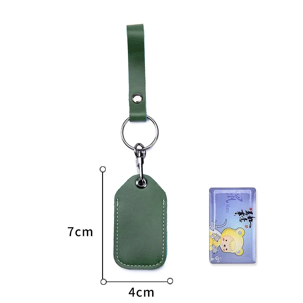 A2731 Cow Leather Small Keychain Control Doorlock Access Holder Key Ring Tags ID Card Bag Case