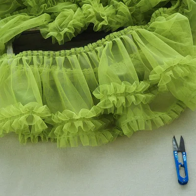 1Meter Red Pink Yellow DIY Clothing Accessories 15cm Folded Chiffon Yarn pleated Lace Mesh Lace Trim Gauze Ruffles Accessories