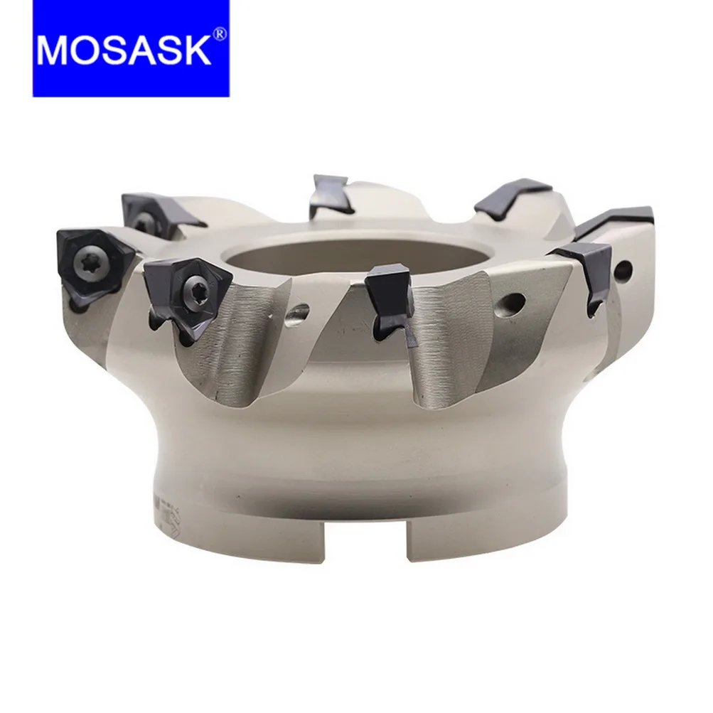 MOSASK 1PC MFWN Lathe Tungsten Bits Double Sided Fast Feed Anti Vibration Metal Working Carbide End Milling Cutter