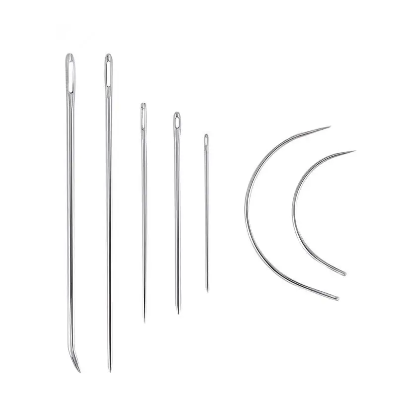 2021 New 7Pcs/Set Leather Sewing Needles Hand Craft DIY Curved Needles Repair Fur Stainless Steel Pin Stitch Needlework Kit