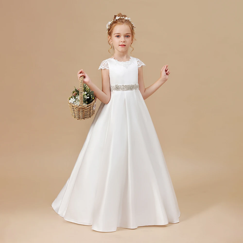 Floor-Length Princess Flower Girl Dress For Kids Birthday Evening Party Wedding First Communion Pageant Ceremony Ball Event Prom