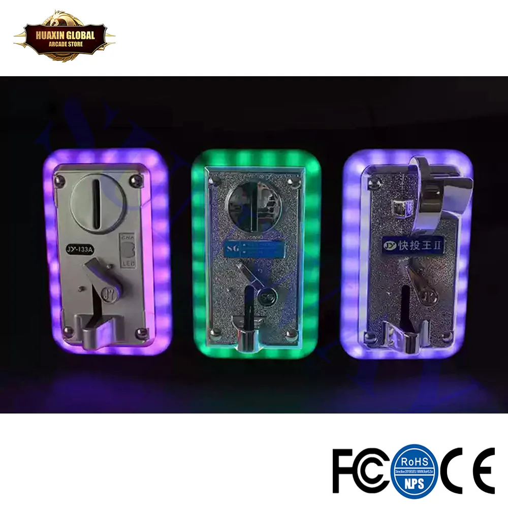 1PC Universal Colorful LED Flash Decorative Front Type Coin Selector/ Illuminate Frame  Coin Acceptor for Vending Arcade Machine