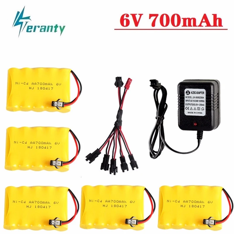 Upgrade 6v 700mah NiCD Battery For Rc Toys Cars Tanks Trucks Robots Guns Boats AA Ni-CD 6v Rechargeable Battery Pack 1-5pcs