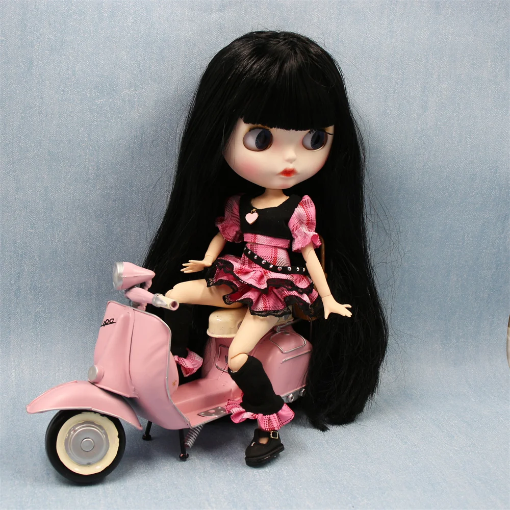 Accessoires de poupées blyth DBS 1/6 BJD, costume à carreaux noir et rose, avec chaussettes et chapeau