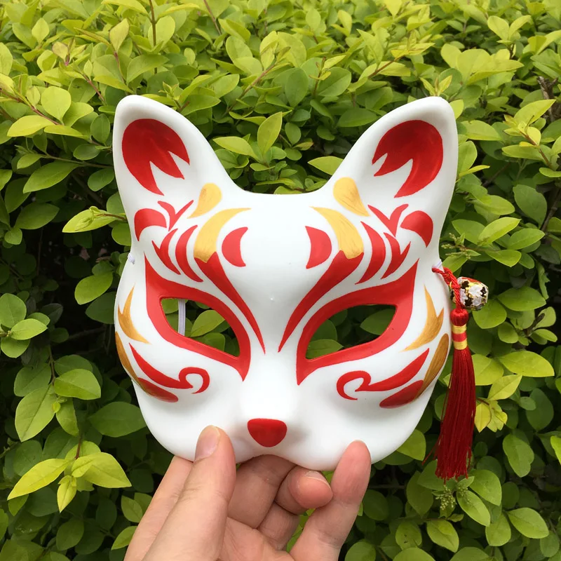 Hand Painted Kitsune Fox Mask for Christmas Cosplay