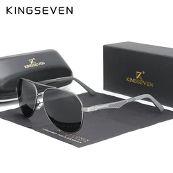 KINGSEVEN 2024 Driving Men's Polarized Sunglasses Aluminum Temples Aviator Sun Glasses For Men UV400 Anti-Glare Retro Eyewear