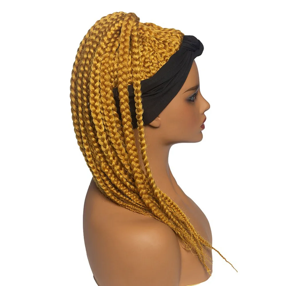 Synthetic Headband Wig Women's Dirty Braid Wigs African Braided Horsetail Hair Wigs Three Strand Braid Head Cover Chemical Fiber