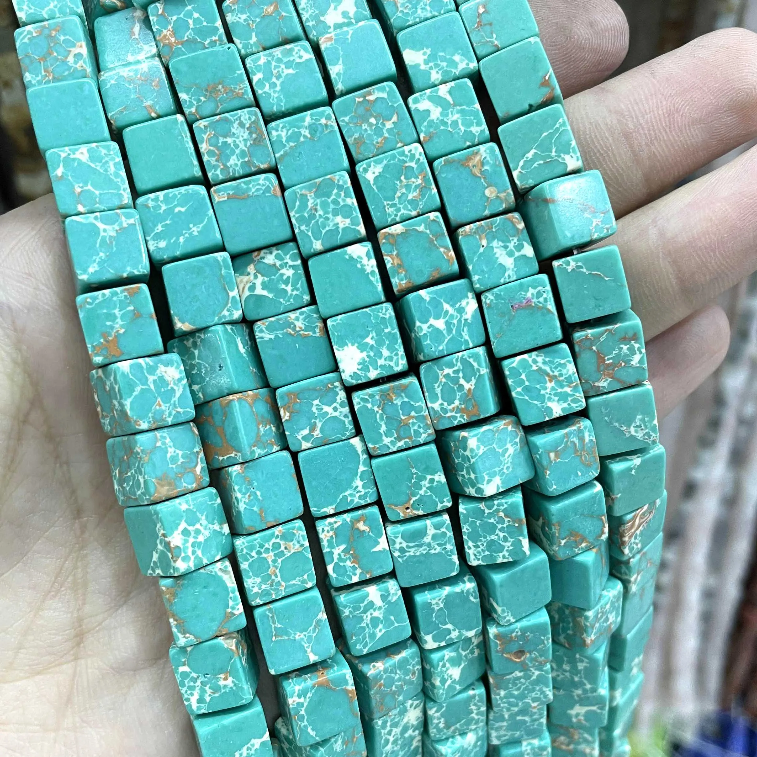 8*8mm Natural Square Agates Tiger Eye Turquoises Amazonite Crystal Jades Stone Beads For Jewelry Making DIY Bracelet Necklace