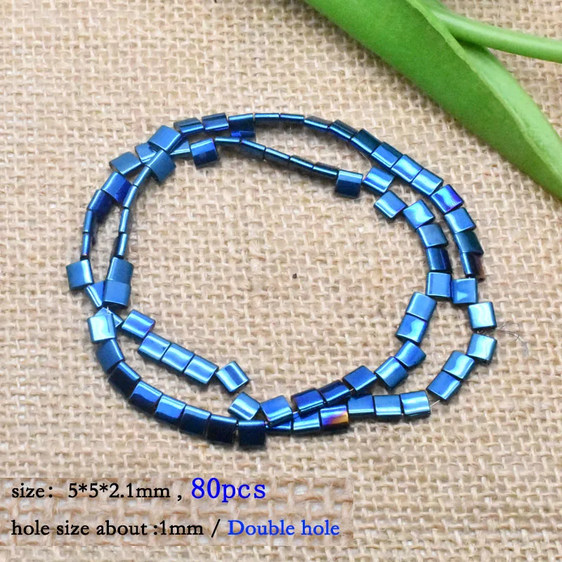 Natürliche Stein Perlen Matte Bunte Mineral Zwei Löcher Hämatit Perlen Quadratische Spacer Perlen Für Schmuck Machen Geschenk DIY Armbänder