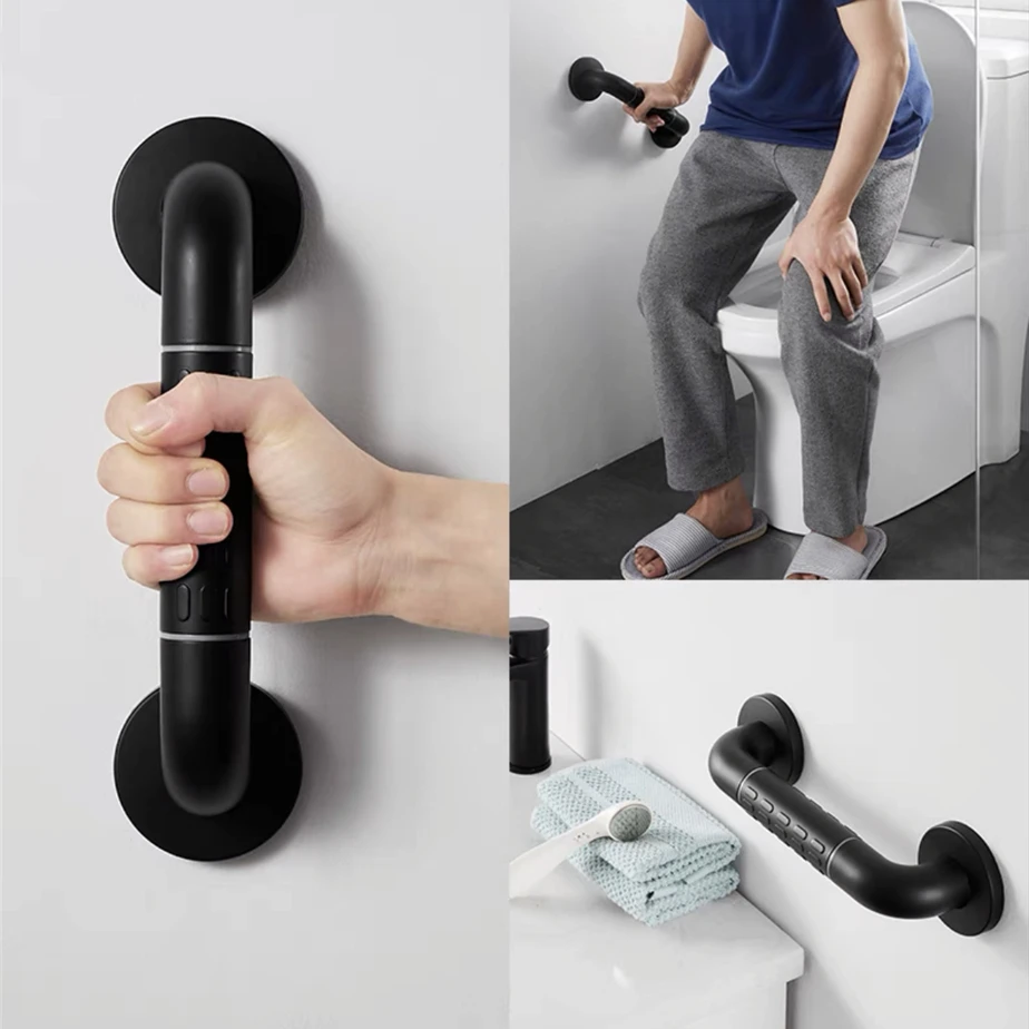 Bathroom Safety Accessible Black Handrail Disabled/Elderly Toilet Booster Luminous Handle Stainless Steel Hotel Non Slip Railing