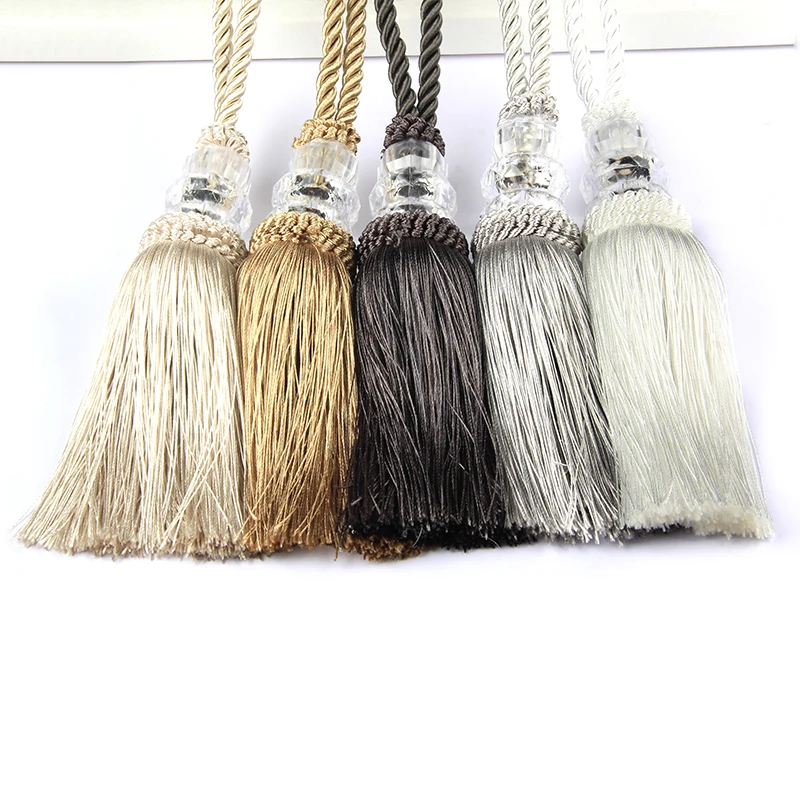 1Piece Faux Crystal Beaded Tassels Fringe Curtain Tieback Rope Window Drapes Decoration Door Hanging Ball Tassel Accessories