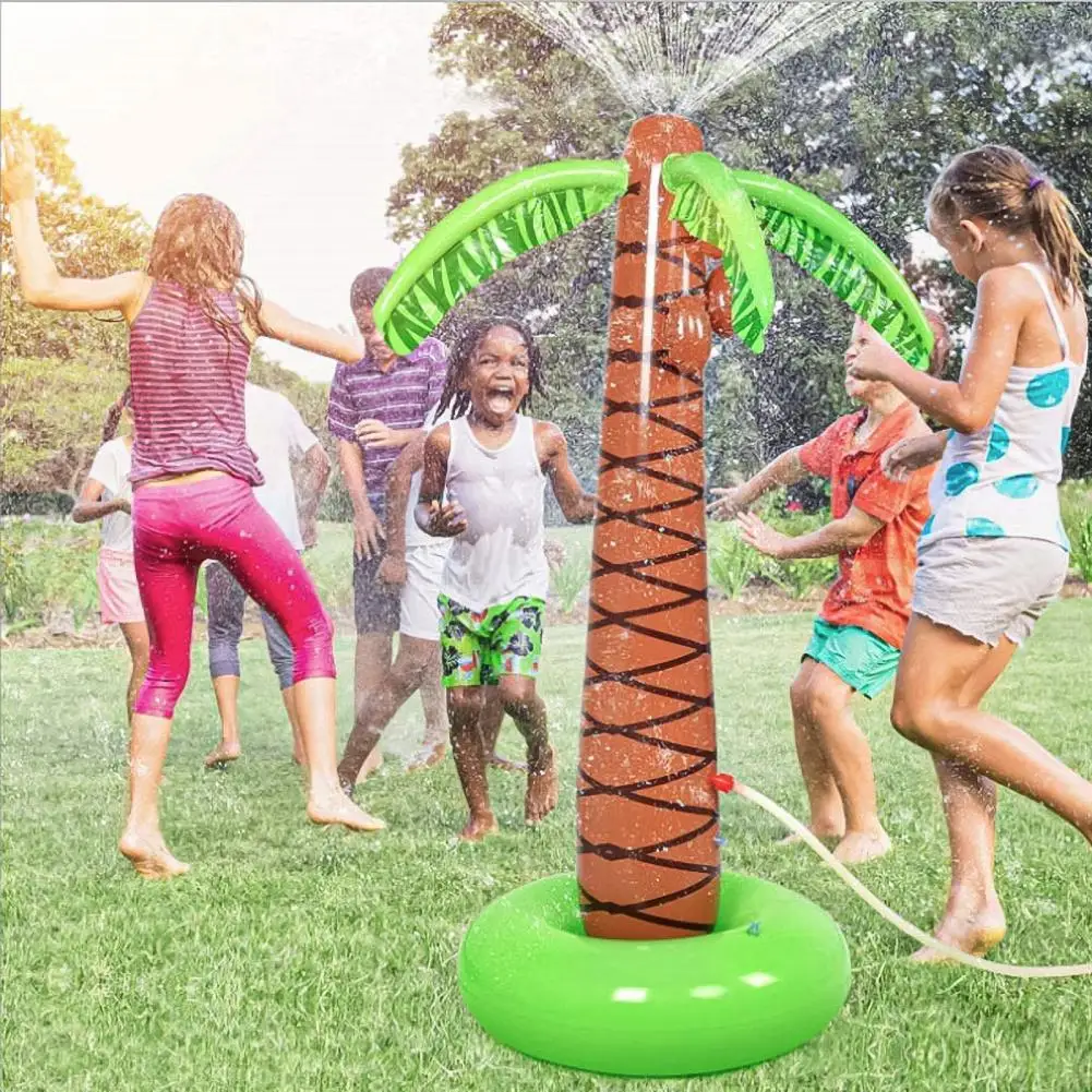Aspersor inflable de simulación de árbol de Coco para niños, juguete de fuente encantador de PVC, palmera de chorro de agua, rociador de agua