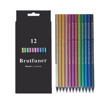 Brutfuner 12pcs Metallic Colored Pencils lapis de cor profissional Golden Color Pencil for School Sketch Painting Gifts