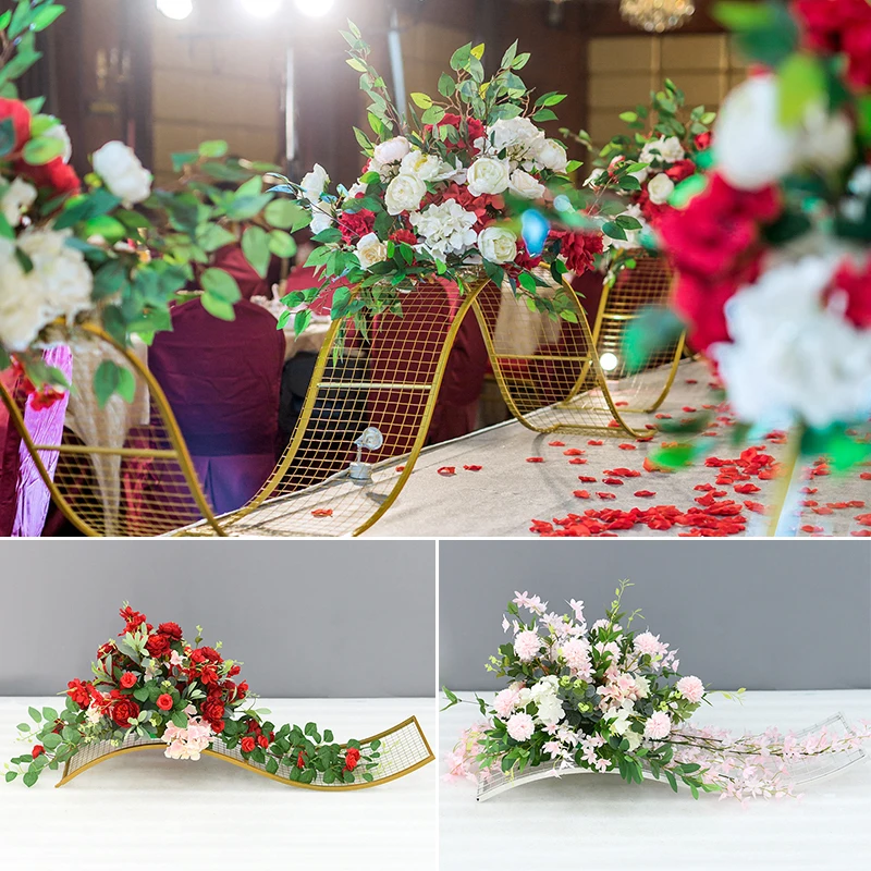 Upscale Wedding Decorations Props Iron S-shaped Big Wave Path Road Lead Party Stage Aisle Runner Cited Flower Shelf Supplies