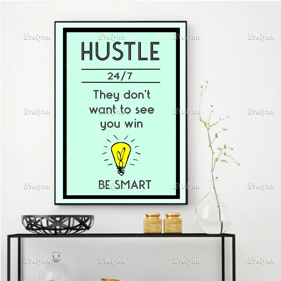 Hustle 24 7 Inspirational,Motivational Quotes Print Poster Office Corridor Decor Floating Frame Modern Painting Wall Art Canvas