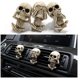 Ambientador de coche de calavera de hueso, Clip de ventilación, cuerpo humano, esqueleto, aromaterapia, difusor de Perfume de coche de resina, difusor de olor de coche, 3 piezas