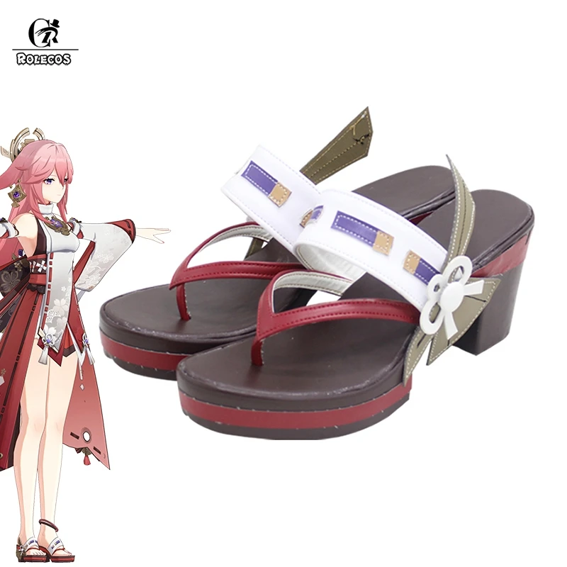 

ROLECOS Game Genshin Impact Yae Miko Cosplay Shoes Guuji Yae High Heels Shoes Halloween Women Cosplay Shoes