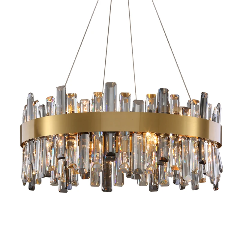 Postmodern Crystal Round Oval Designer LED Chandelier Lighting Lustre Hanging Lamps Suspension Luminaire Lampen For Foyer