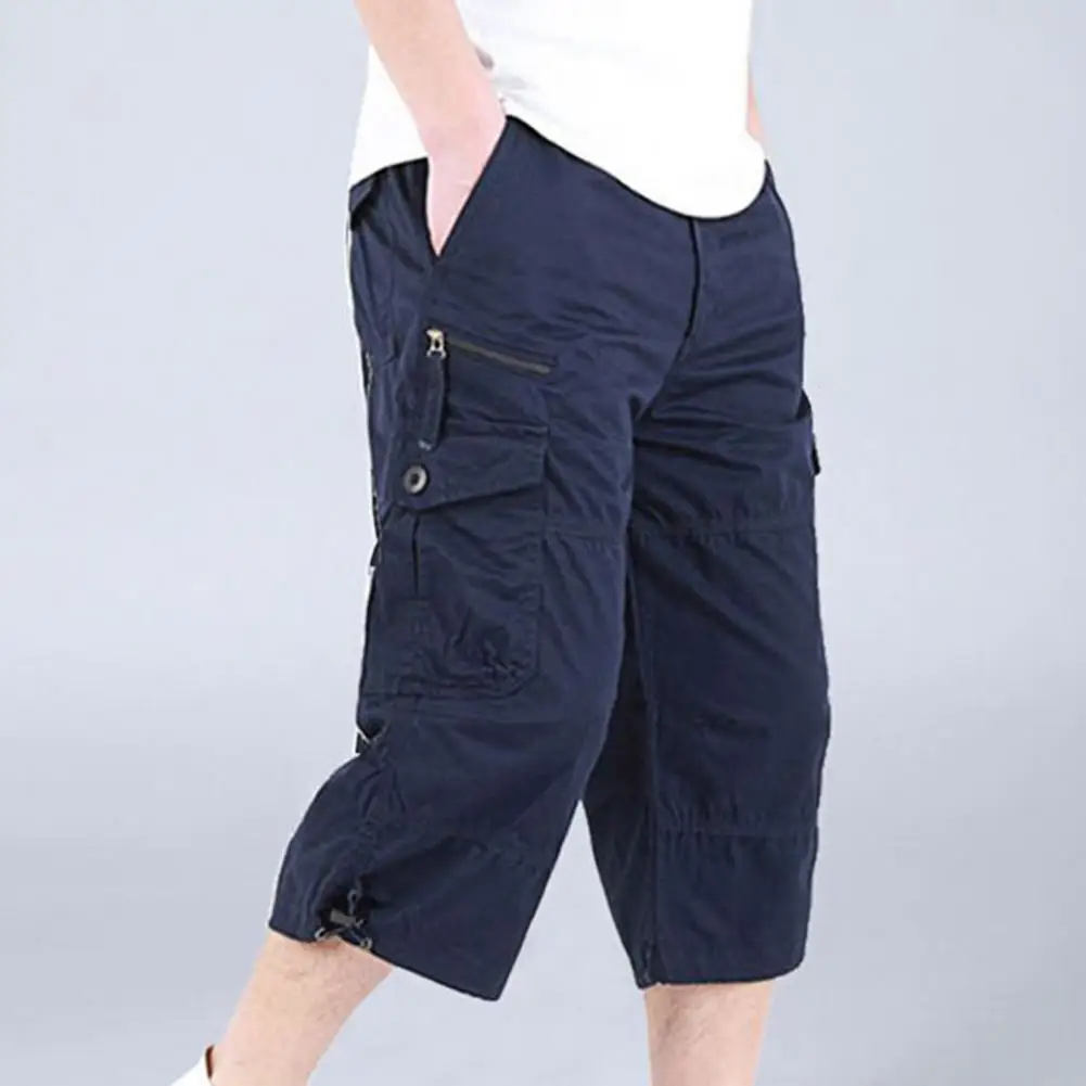 Long Length Cargo Shorts Men Summer Casual Cotton Multi Pockets Hot Breeches Cropped Trousers Shorts 3XL