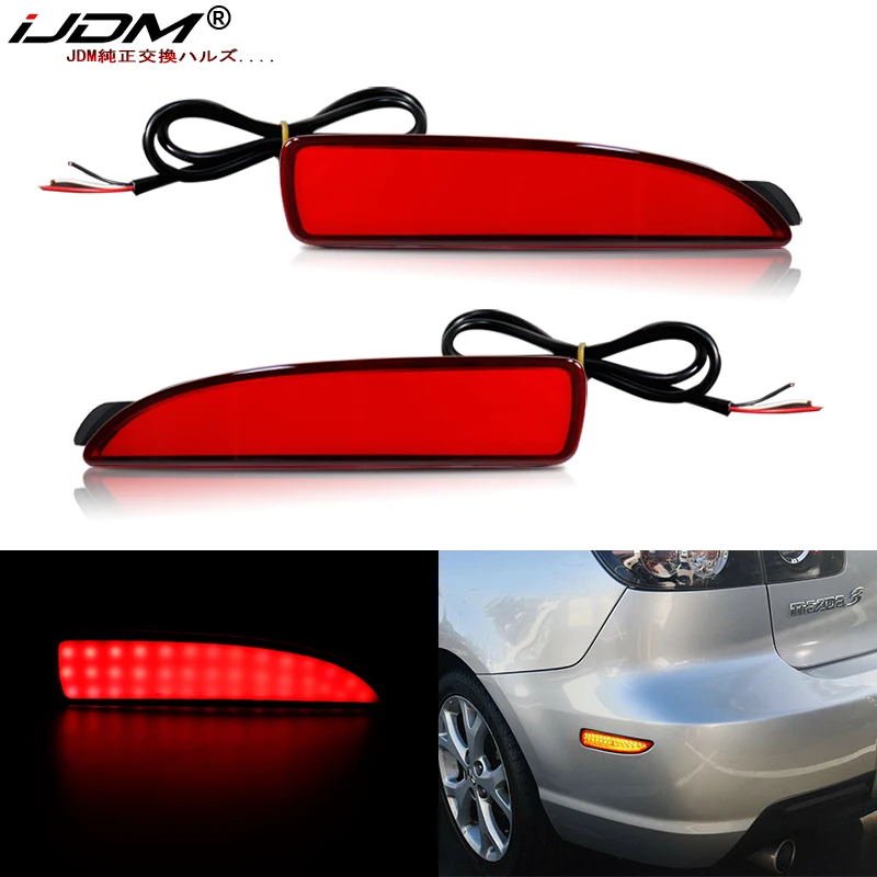 iJDM Car Red LED Side Marker Light For 2004-2008 1st Gen Mazda 3 Sedan/Hatch, Replace OEM Red Bulb-Less Sidemarker Reflectors