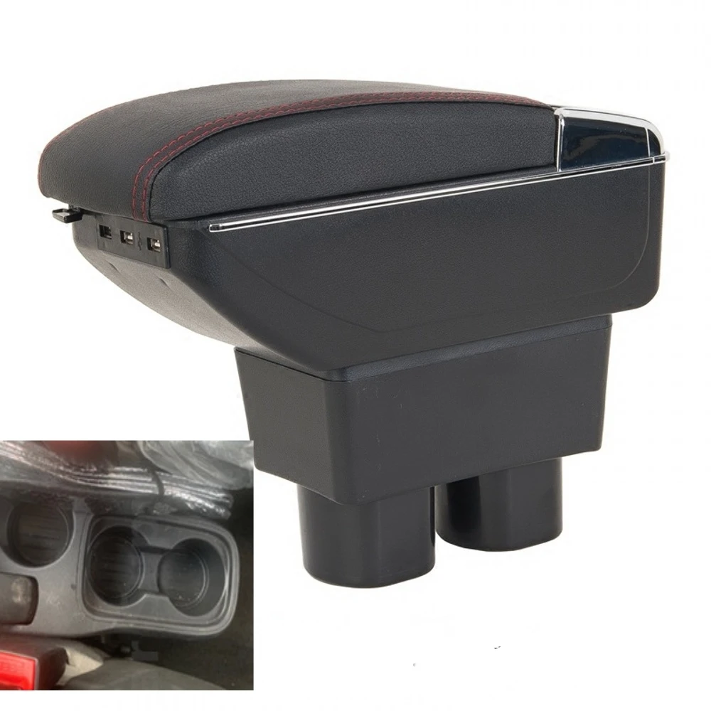 Reposabrazos para Ford Figo, caja de contenido de tienda central con portavasos, Cenicero, caja de reposabrazos Almera USB