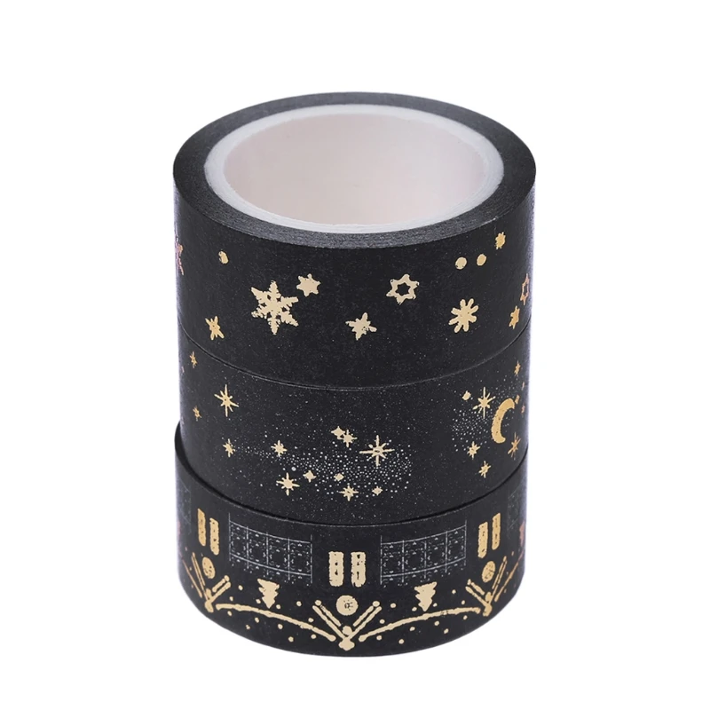 1 Pc Black Moon Stars Paper Masking Tapes Sticky Adhesive Sticker Decorative Washi Tape 1.5cm x 5m Wrapping Sticker