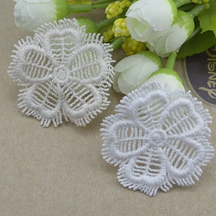 5PCS Heart Flower Embroidered Oval Lace Edge Trim Applique Crochet Cotton Wedding Bridal Dress Decoration DIY Scrapbooking Craft