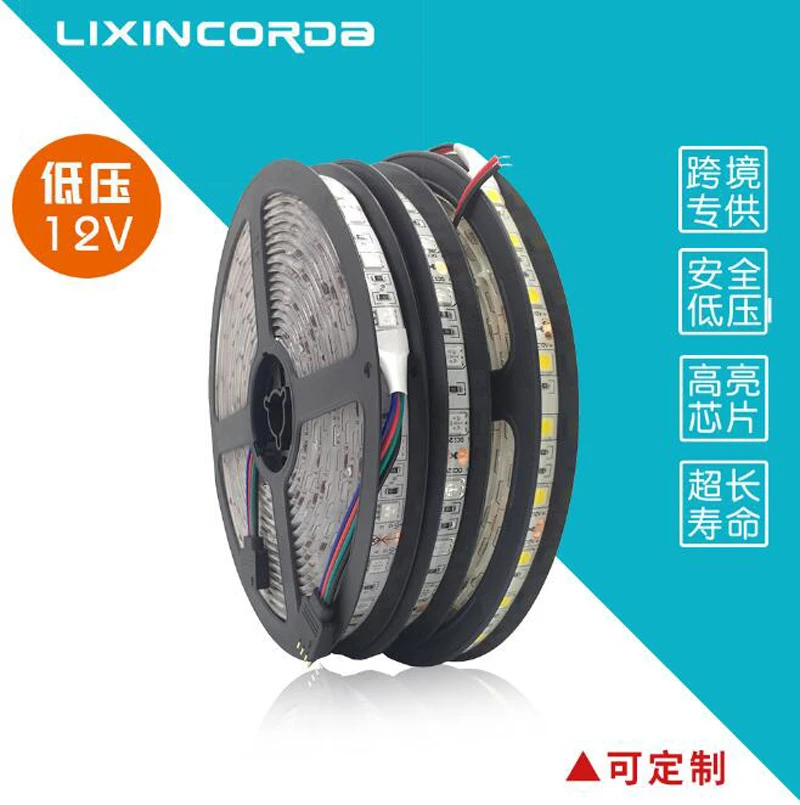 

50m/lot 14.4W/M 5050smd 300LED 5m Waterprooof Rgb Lights For Cars 12v Dc LED Ribbon Tape Strip light Waterproof ip65