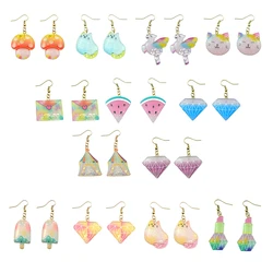 Resin Ice Cream Mushroom Unicorn Diamonds Cat Watermelon Drop Earrings For Women Children Handmade Jewelry DIY Gifts