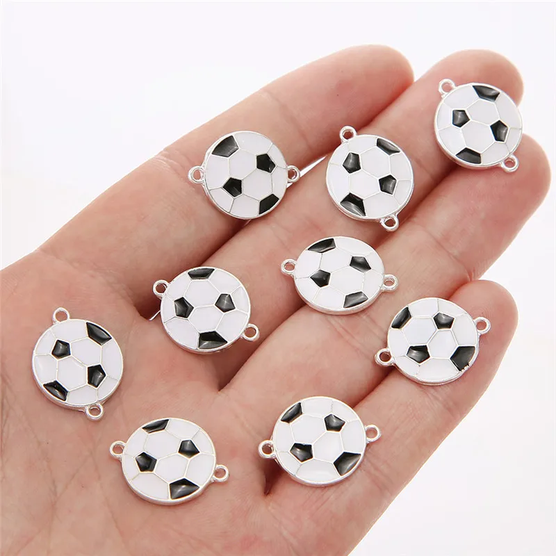 10pcs/lot New Creative Football Alloy Charms Connectors For DIY Fashion Earrings Necklace Pendant Jewelry Accessories