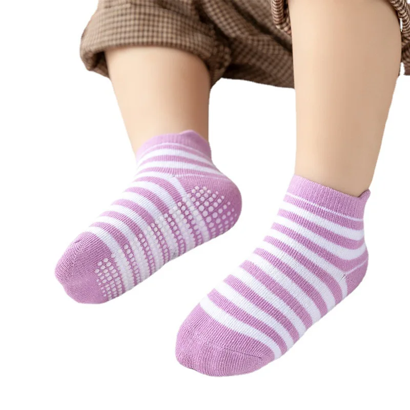 6 Pairs/lot 0 to 5 Years Anti-slip Non Skid Ankle Socks With Grips For Baby Toddler Kids Boys Girls All Seasons Cotton Socks