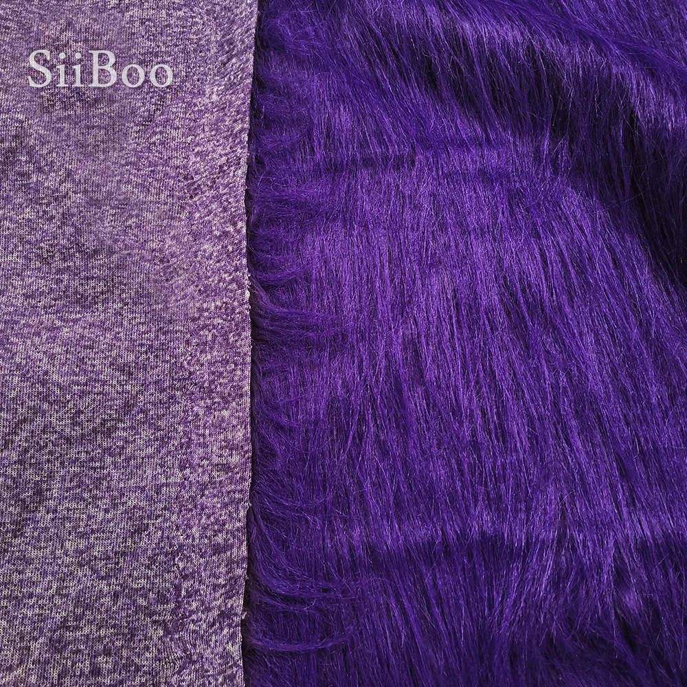 Luxury purple 9cm plush faux fur fabric for winter coat vest stage cosplay decor long fur fabric tissue DIY 150*50cm 1pc SP5419