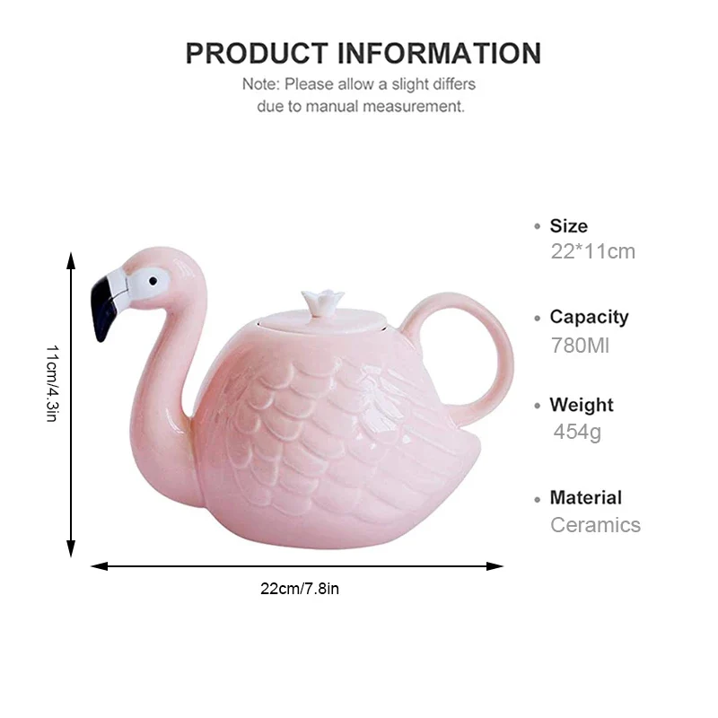 BOZZH Ceramic Tea Set Creative Flamingo Teapot Drinking Tea Cup Sets Water Coffee Cup Fruit Juice Mugs Set Teaware