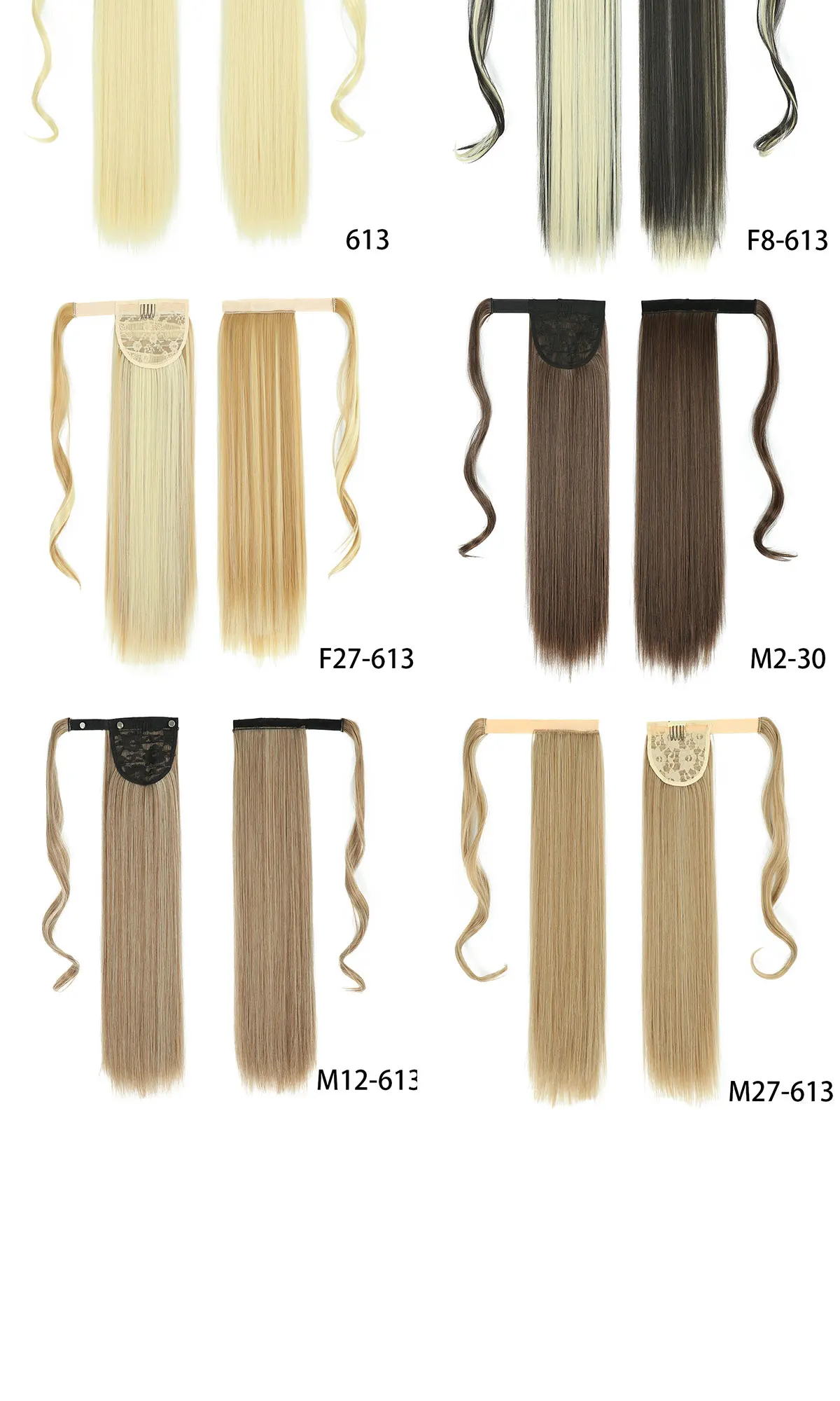 32 Zoll synthetische Pferdeschwanz-Haarverlängerung zum Anklipsen, künstliche Perücke, Haarteil, blond, umwickelbarer Zopf, langer, glatter Pferdeschwanz – Detail 9