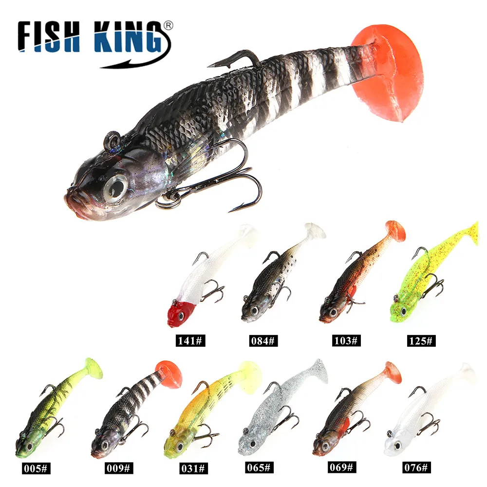 FISH KING 1PC 8/10CM 9g/21.5g Soft Bait Jig Fishing Lure Fish Swimbait Treble Hook Fishhook Fishing Tackle