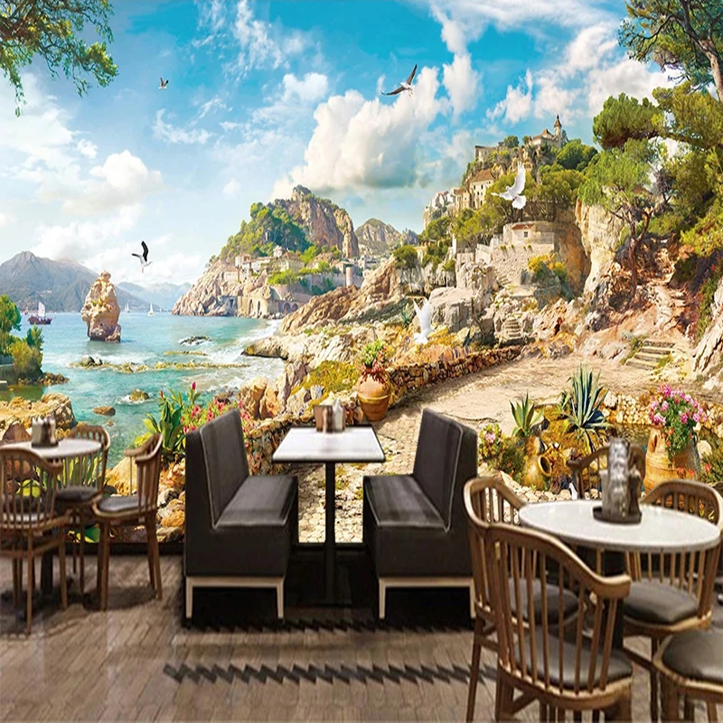 Papier Peint Mural 3D Personnalisé, Style Européen Rétro, Photo de Paysage, Peinture Murale, 73 Restaurant, Décor de Fond de Salon, Fresque