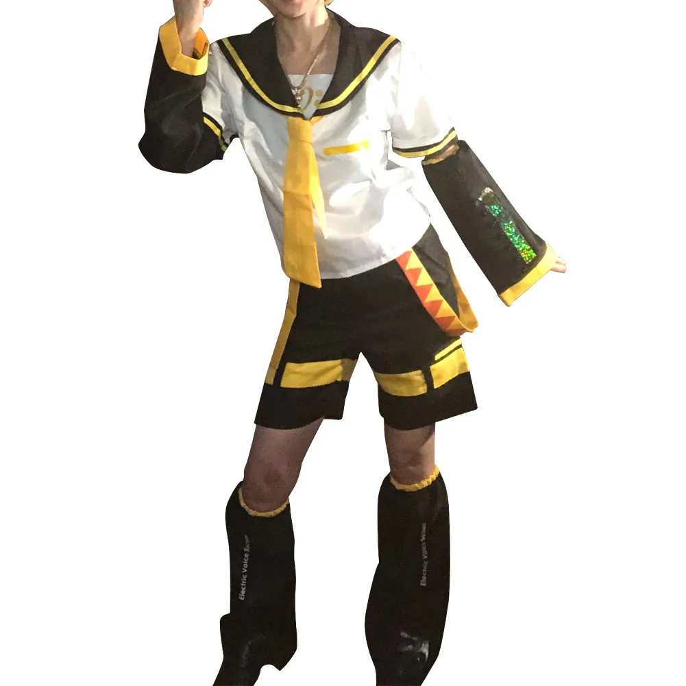 Anime Rin  Len Halloween Uniform Cosplay Complete Costumes Tops+Shorts