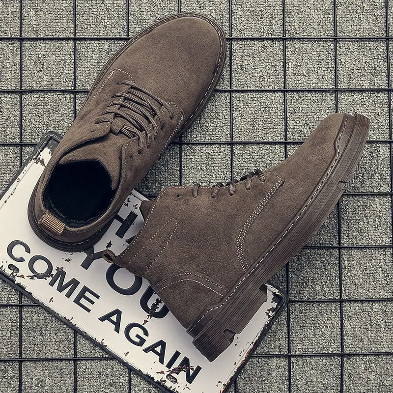 2020 Winter New Fashion Boots Male British Mid-Top Worker Boots Hight-Top Vintage Trendy Casual Wild Trendy Shoes