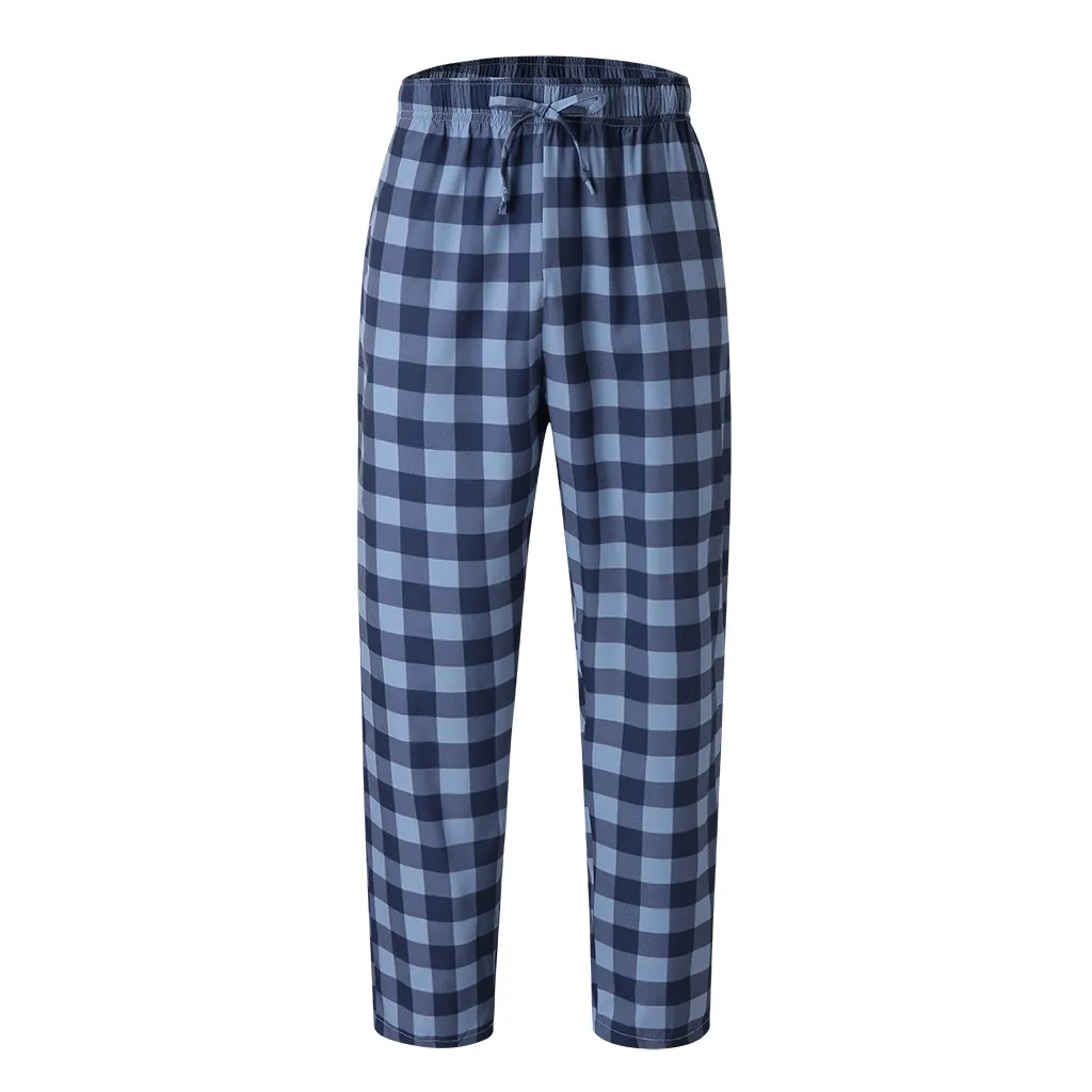 brand new and high quality Male Casual Homewear Sleep Pants Comfortable Cotton Men Pajamas Plaid Print Sleepwear Home Pants