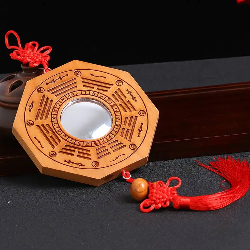 Traditionellen Chinesischen Feng Shui Bagua Spiegel Holz Glück Dent Konvexen/Konkaven Bagua FengShui Spiegel Dekoration Spiegel