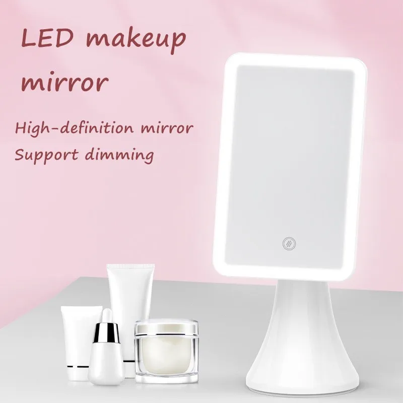 

LED Makeup Mirror With Illuminated Vanity Mirror Touch Dimmer Dimmable Vanity Mirrors For Makeup Desktop Bathroom Travel Rack