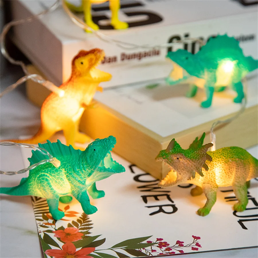 10/20LED Dinosaur Christmas String Light festa di compleanno fata luci giocattoli per bambini regalo dinosauri ghirlanda per bambini camera dei bambini