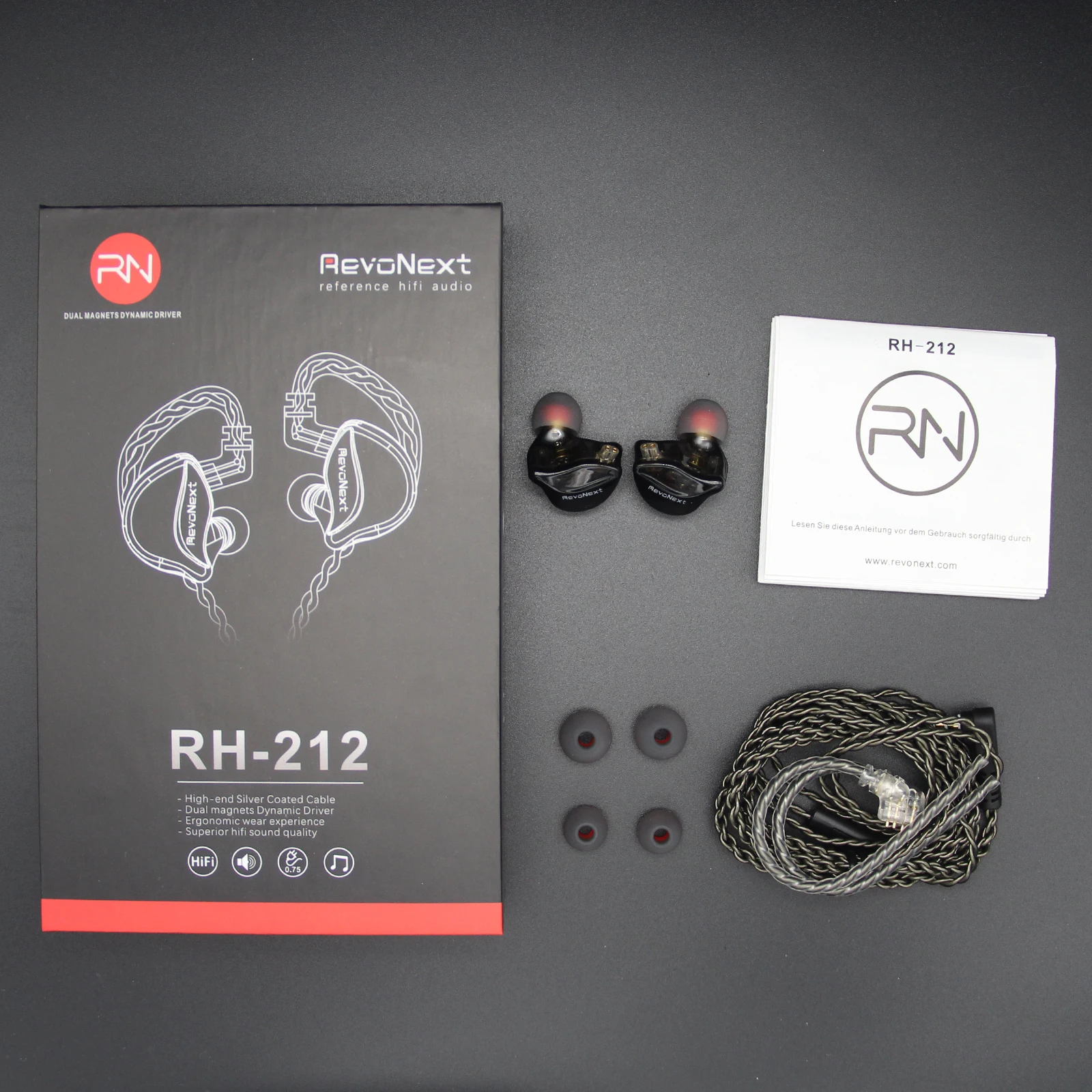 RevoNext RH-212 IEM หูฟัง Dual แม่เหล็กขดลวดสายชุดหูฟังสำหรับนักดนตรีกลองนักร้องหูฟัง