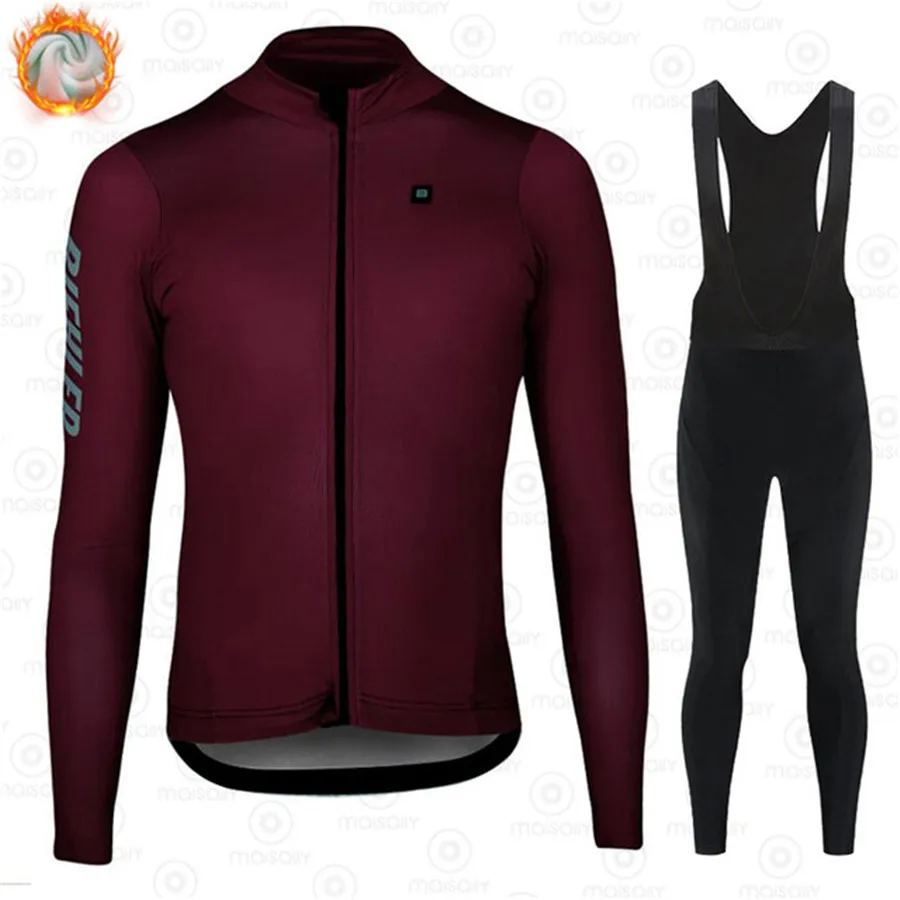 

New BIEHLER Winter Hot Wool Men Cycling Jersey Sets Outdoor Sportswear MTB Jacket Bike Uniform Kit Ciclismo Bicycle Clothing