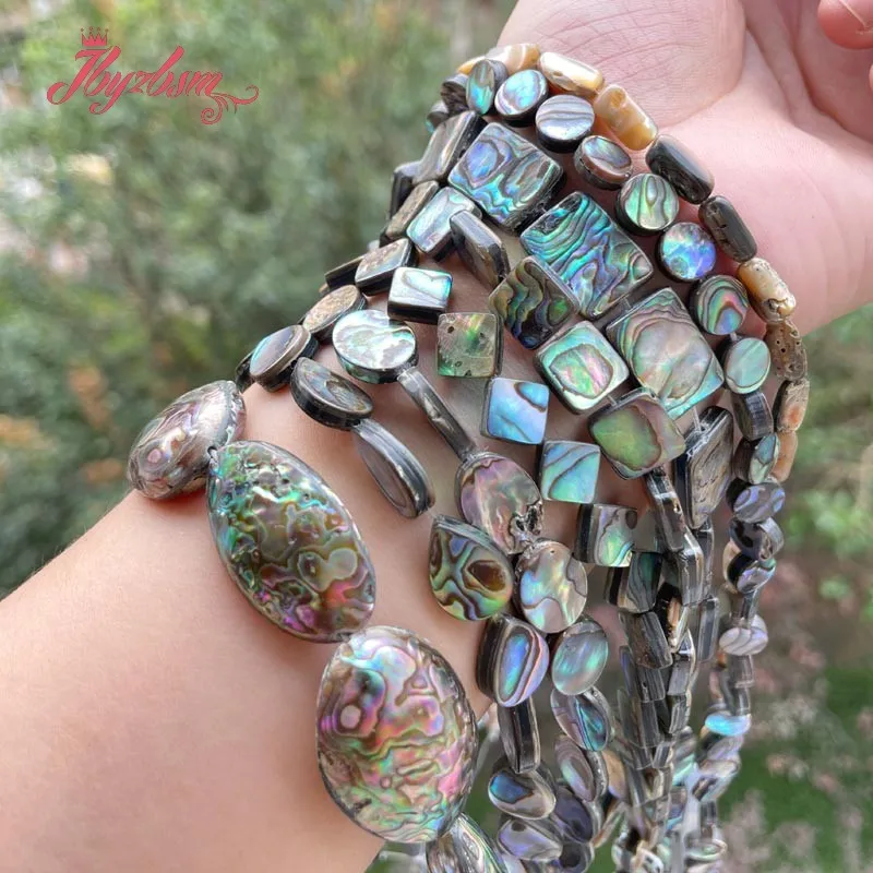 Natural Abalone Shell Multicolor Stone Loose Spacer Beads for DIY Necklace Bracelet Rings Earrings Jewelry Making Strand 15\