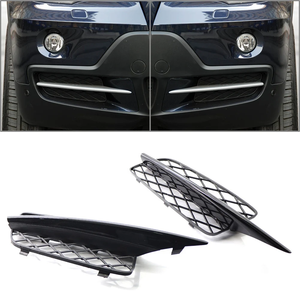 1Pcs Car Front Bumper Fog Light Grill Protective Grill Left/Right Side For BMW X5 E70 2007 2008 2009 2010 ABS Plastic